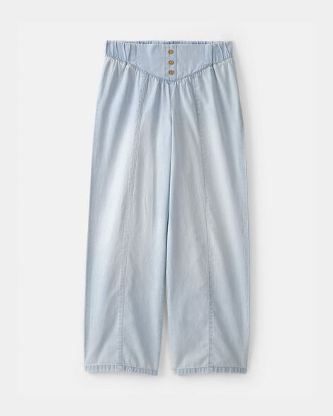Girls Chambray Baggy Pants - Light Wash