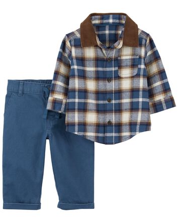 Baby 2-Piece Plaid Shirt & Pant Set 
