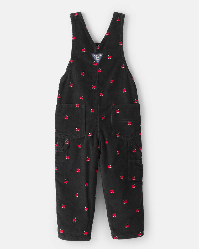 Product image 2 of Toddler Boy Train Print Corduroy Overalls - Black