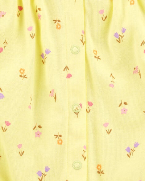 Product image 2 of Baby Floral Short-Sleeve Cotton Romper - Yellow
