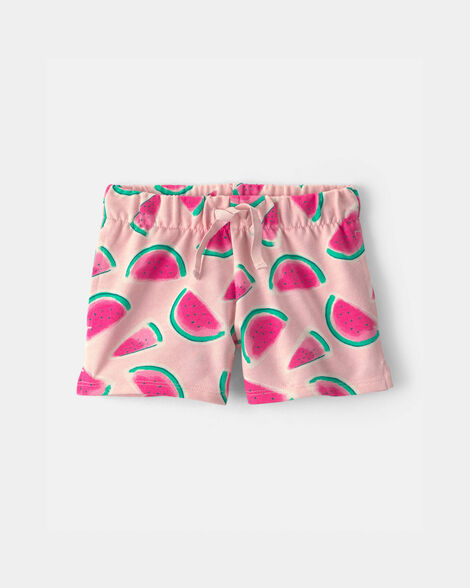 toddler girl watermelon french terry shorts - pink