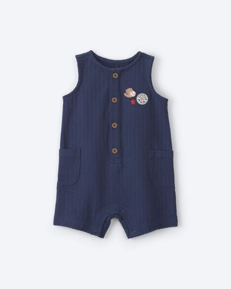 baby boy 'little mvp' baseball romper - navy blue