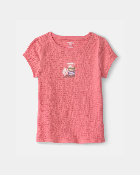 Girls Macaron Ruched Top - Coral