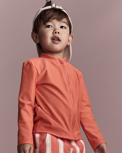 Toddler Full-Zip Long-Sleeve Rashguard - Orange