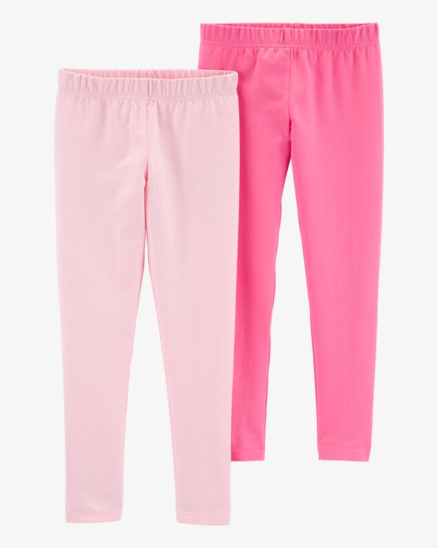 Product image 1 of Kid 2-Pack Pink Cotton Stretch Leggings