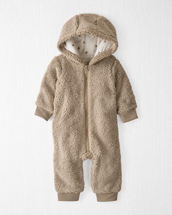 Baby Recycled Sherpa Hooded Jumpsuit