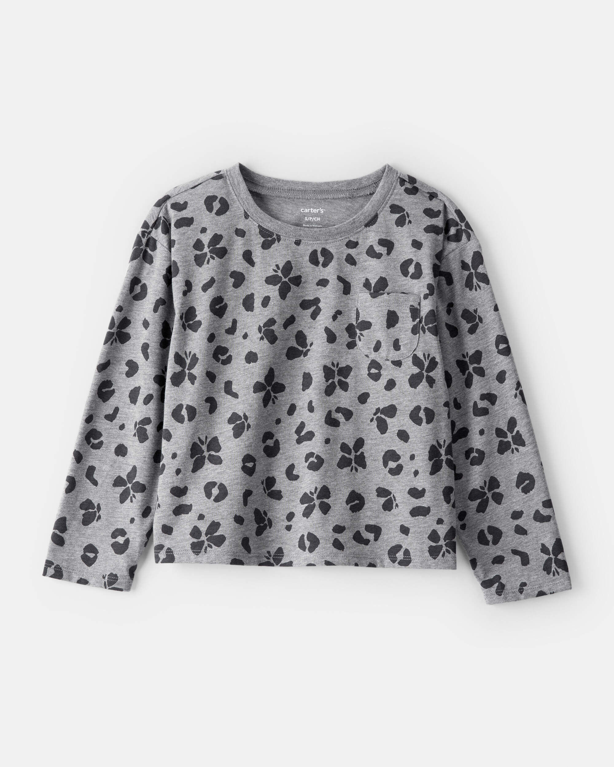 Carters girls butterfly leopard pocket tee L Grey 4$
