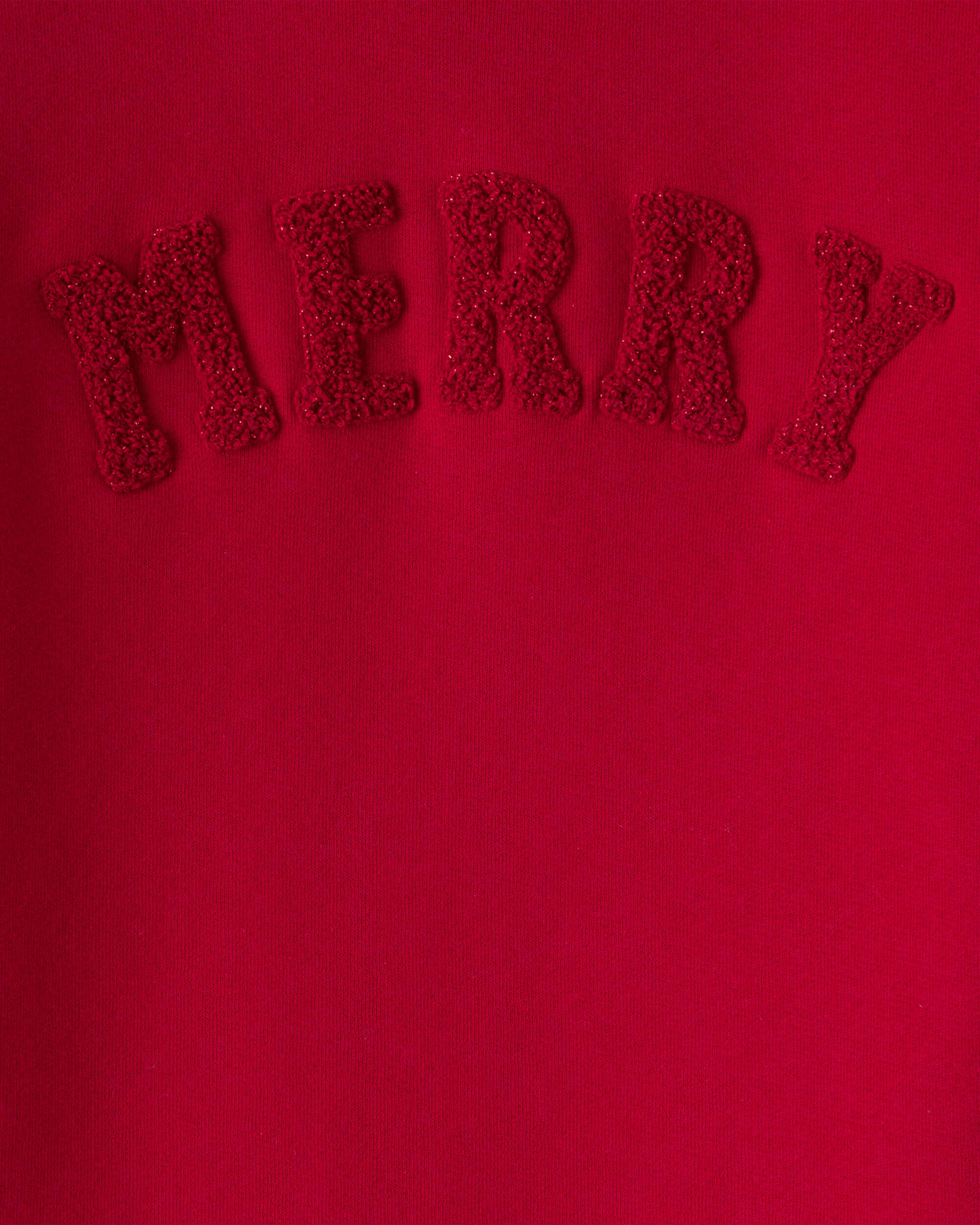Girls Christmas Merry Long-Sleeve Pullover Sweatshirt - Red