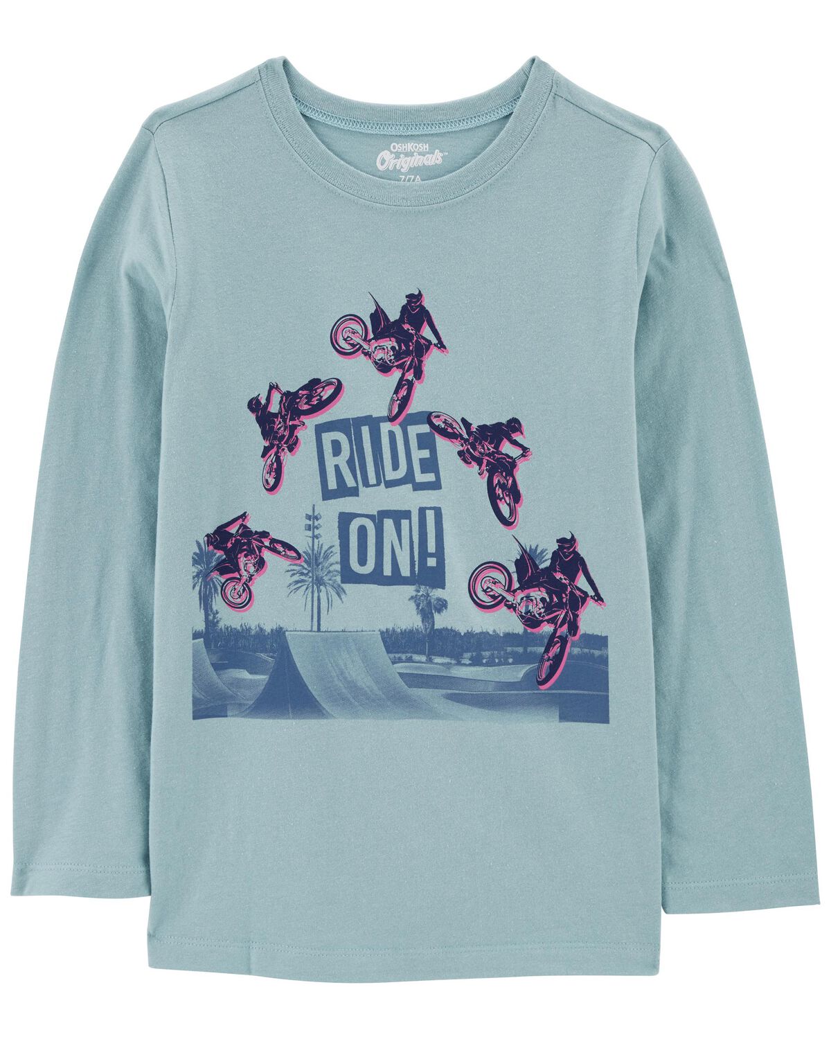 Oshkosh Kid Boy White Palm Print Button-Front Shirt