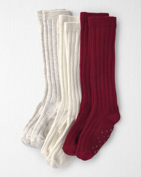 Toddler Girl 3-Pack No-Slip Knee-High Socks Made with Organic Cotton