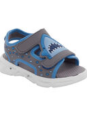 Grey - Toddler Shark Light-Up Sandals, Selected