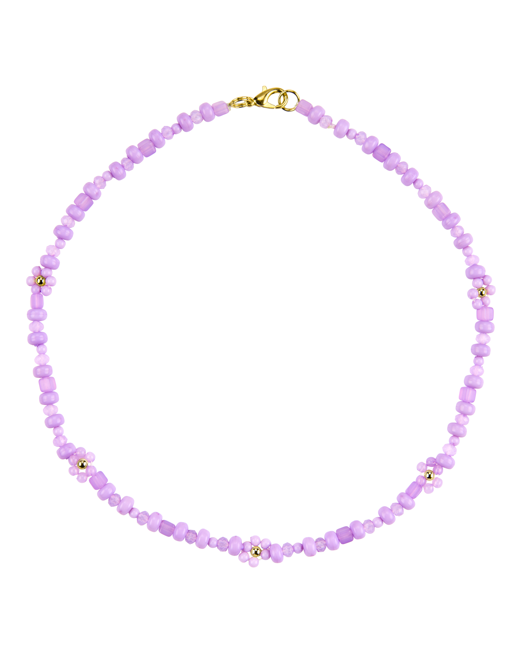 Kid 1-Piece Beaded Flower Necklace - Purple