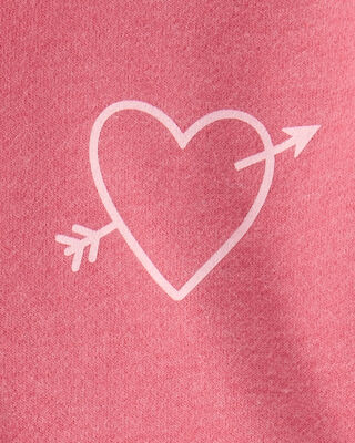 Product image 2 of Girls Heart Print Quarter-Zip Pullover Sweatshirt - Pink