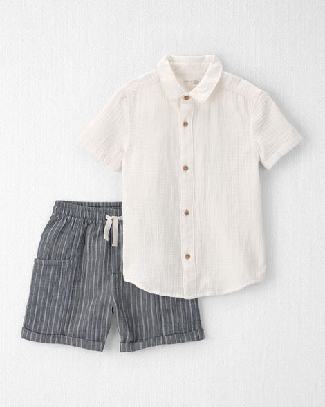 Boys 2-Piece Organic Cotton Gauze Top & Short Set