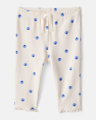 Baby 2-Piece Blueberry Ribbed Tee & Pull-On Pant Set - Blue