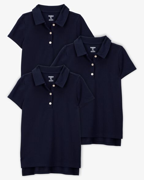  Product image 1 of Kid 3-Pack Pique Uniform Polo Shirts - Navy