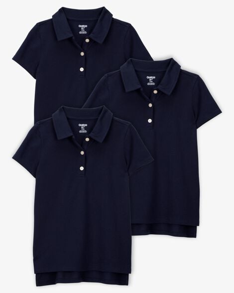 Product image 1 of Kid 3-Pack Pique Uniform Polo Shirts - Navy