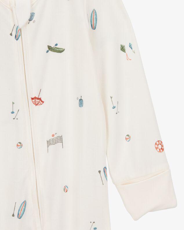 Product image 2 of Baby Girl Camp Print 2-Way Zip PurelySoft Convertible Foot Sleep & Play Pajamas - Ivory