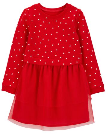 Toddler Heart Long-Sleeve Tulle Dress