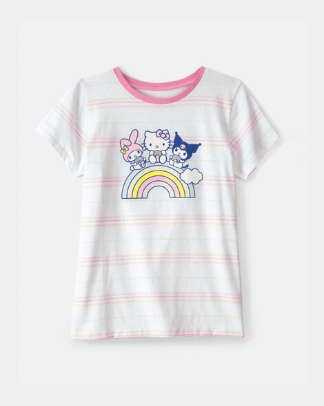 girls hello kitty® striped graphic tee - white