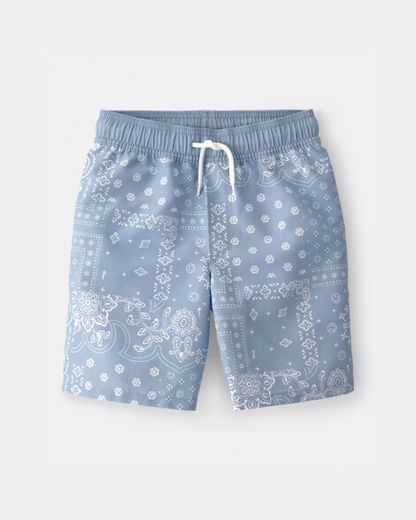 Toddler Boy Bandana Floral Swim Trunks - Blue