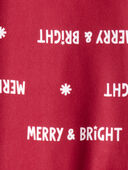 Red - Kid Merry & Bright Christmas Print Loose Fit Pajama Bottoms - Red, Selected