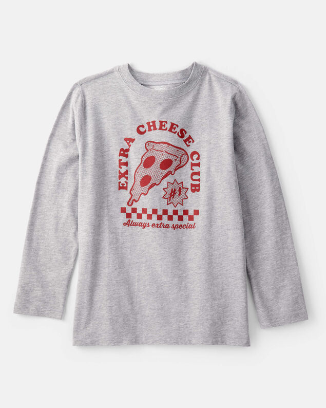 Product image 1 of Boys Pizza Long-Sleeve Graphic Tee - Grey