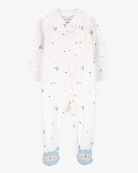  Product image 1 of Baby Owl 2-Way Zip Cotton Sleep & Play Pajamas