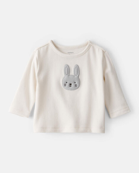 baby girl bunny long-sleeve tee - ivory
