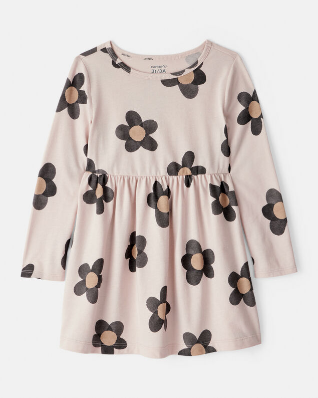 Product image 1 of Toddler Girl Floral Print Long-Sleeve Dress - Ivory