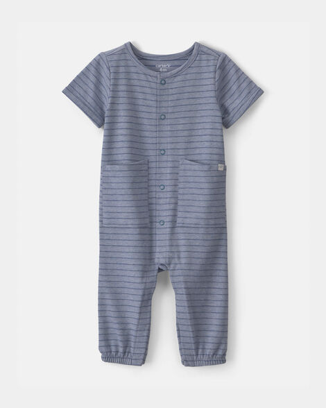 baby boy striped jumpsuit - blue