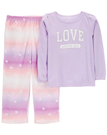 Kid 2-Piece Love Loose Fit Poly & Fleece PJs, 