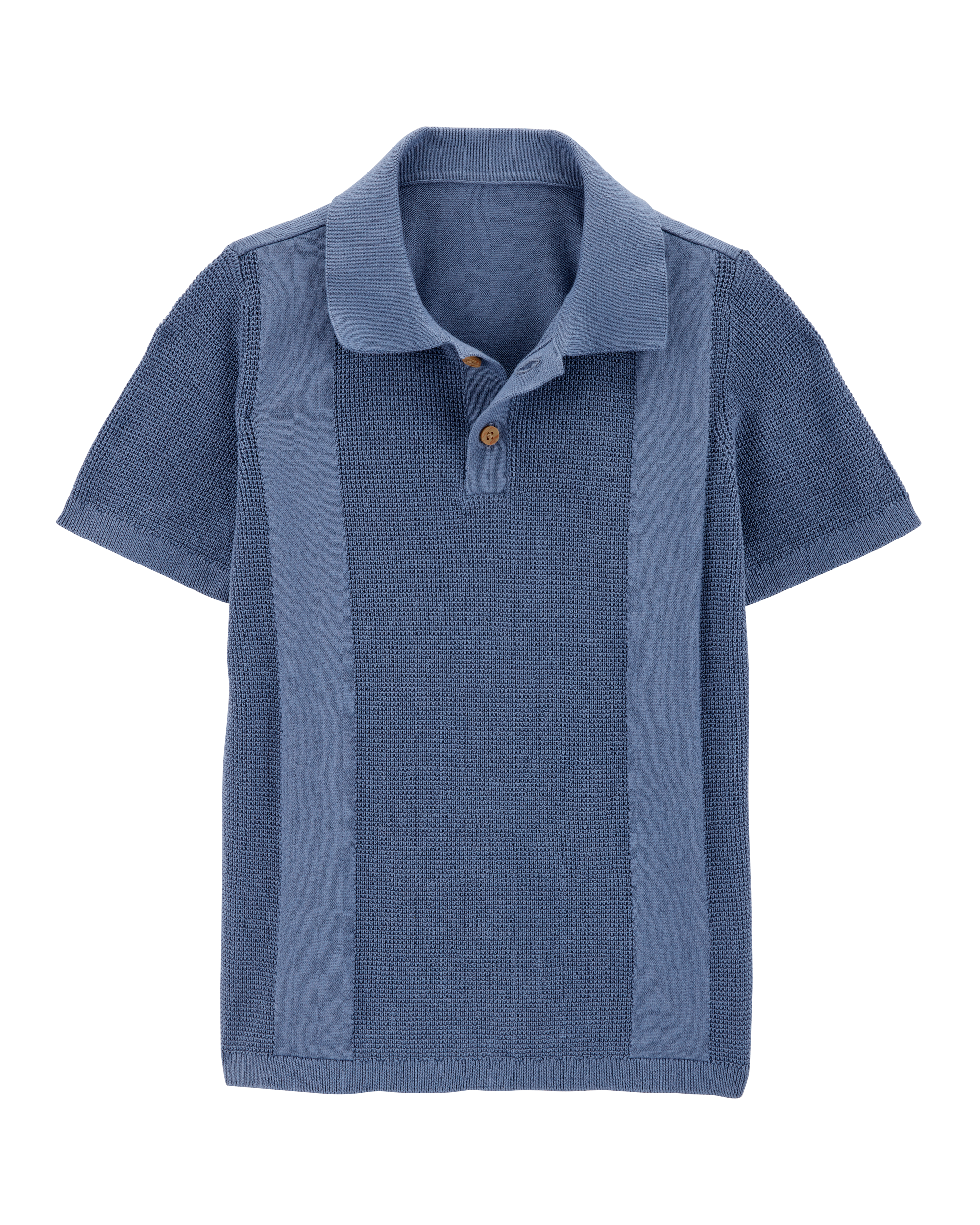 Kid Double Stripe Polo Knit Shirt - Blue