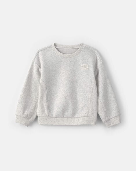 toddler girl 'let's play' fleece pullover sweatshirt - heather grey
