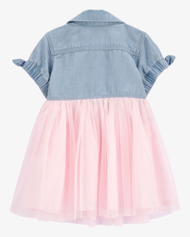 Product image 2 of Baby Denim Shirt Dress With Tulle Skirt