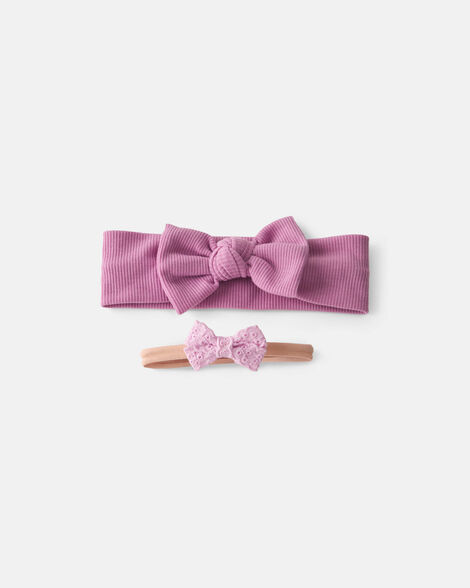 baby girl 2-pack bow headbands - pink