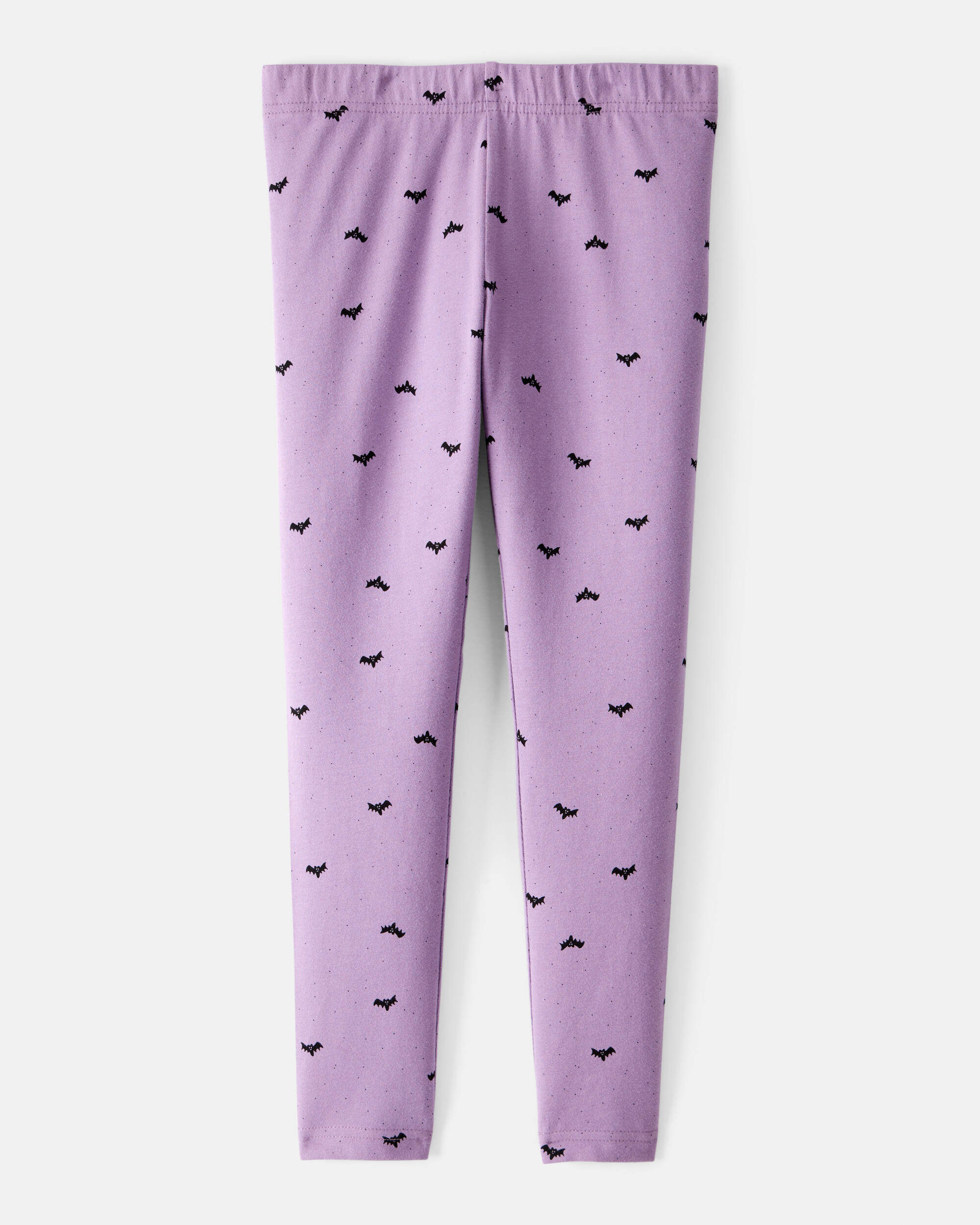 Kid Cotton Halloween Bat Stretch Leggings - Purple