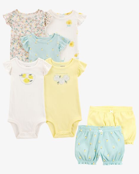  Product image 1 of Baby 7-Piece Lemon Short-Sleeve Bodysuits & Shorts Set