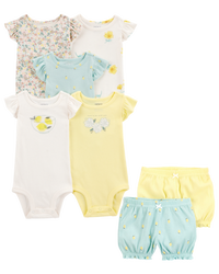 Baby 7-Piece Lemon Short-Sleeve Bodysuits & Shorts Set