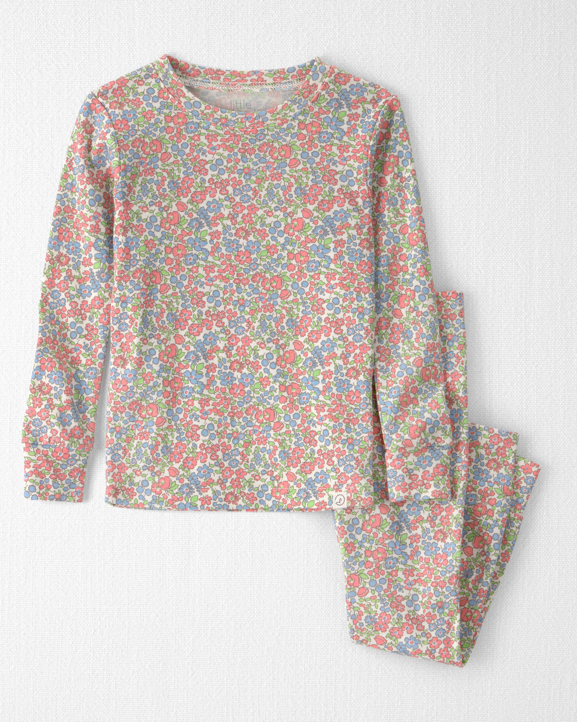 Little Planet Toddler Girl 2-Piece Organic Cotton Ribbed Pajama Set in Spring Floral Print 2T Spring Floral