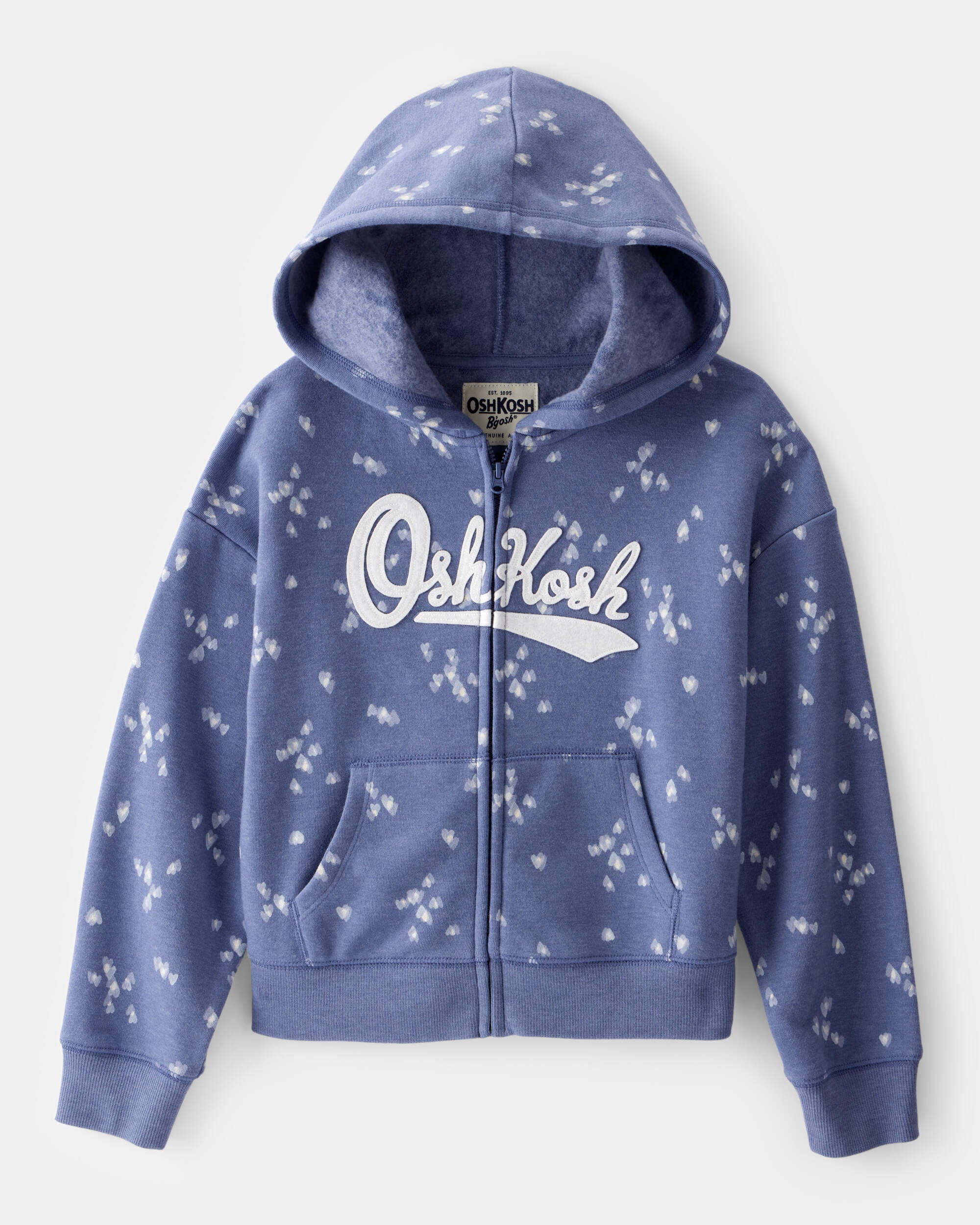2024年冬【法人向けお歳暮】 Kid Heart Print OshKosh Fleece Logo Zip Jacket - Navy パーツ