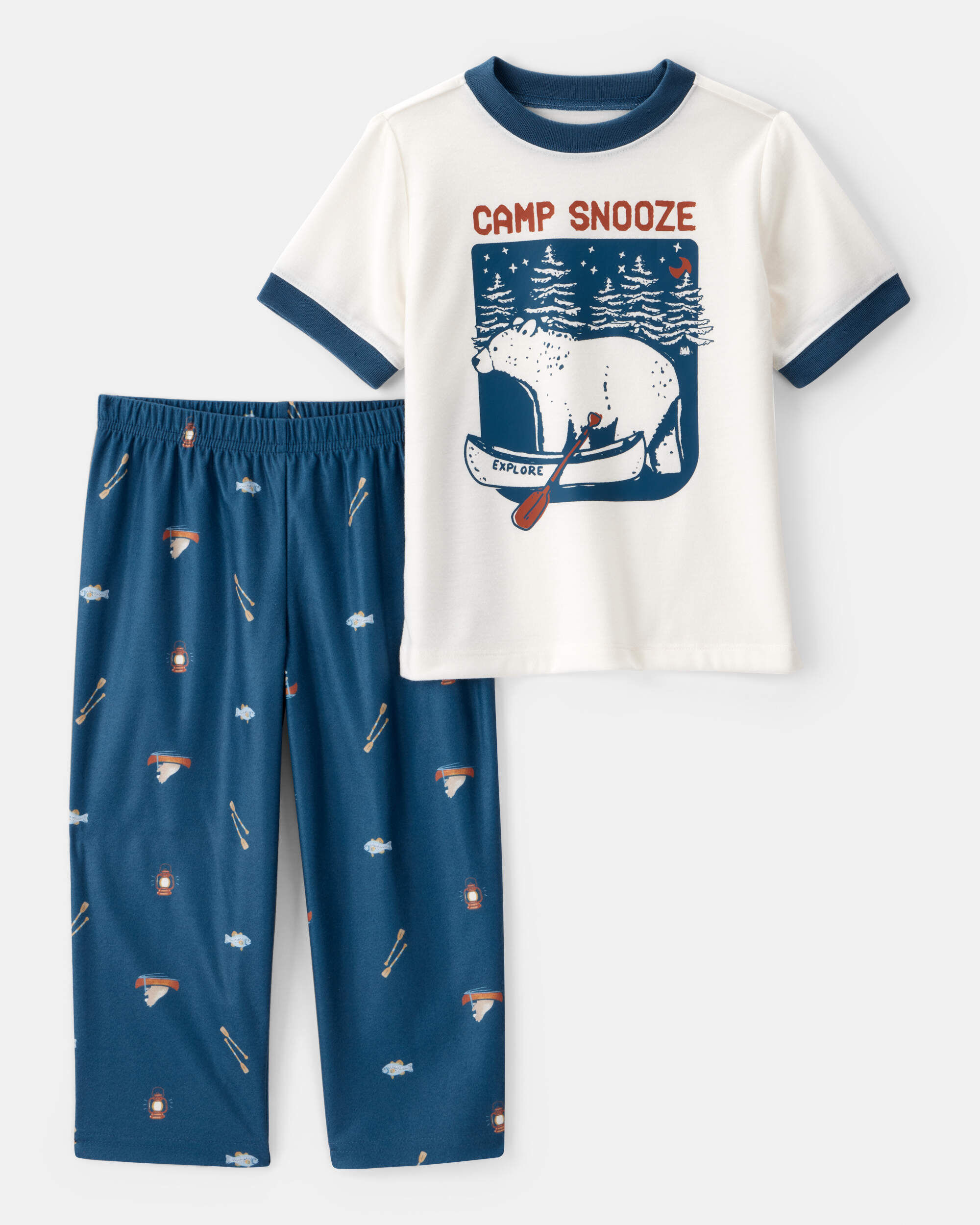 Toddler 2-Piece Camp Snooze Loose Fit Pajamas - Navy/White