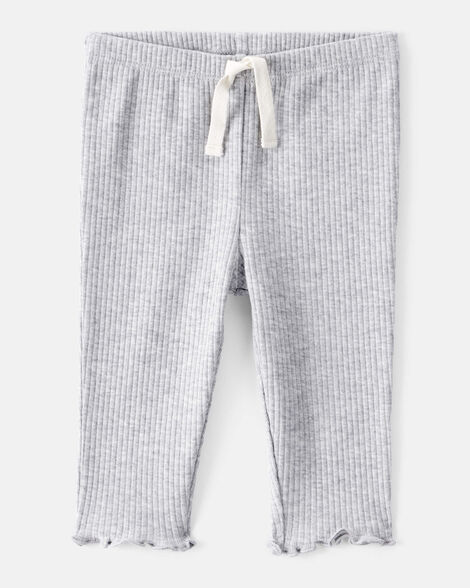 baby girl knit pull-on pants - grey