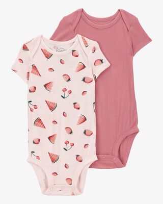 Product image 1 of Baby 2-Pack Short-Sleeve PurelySoft Bodysuits - Pink