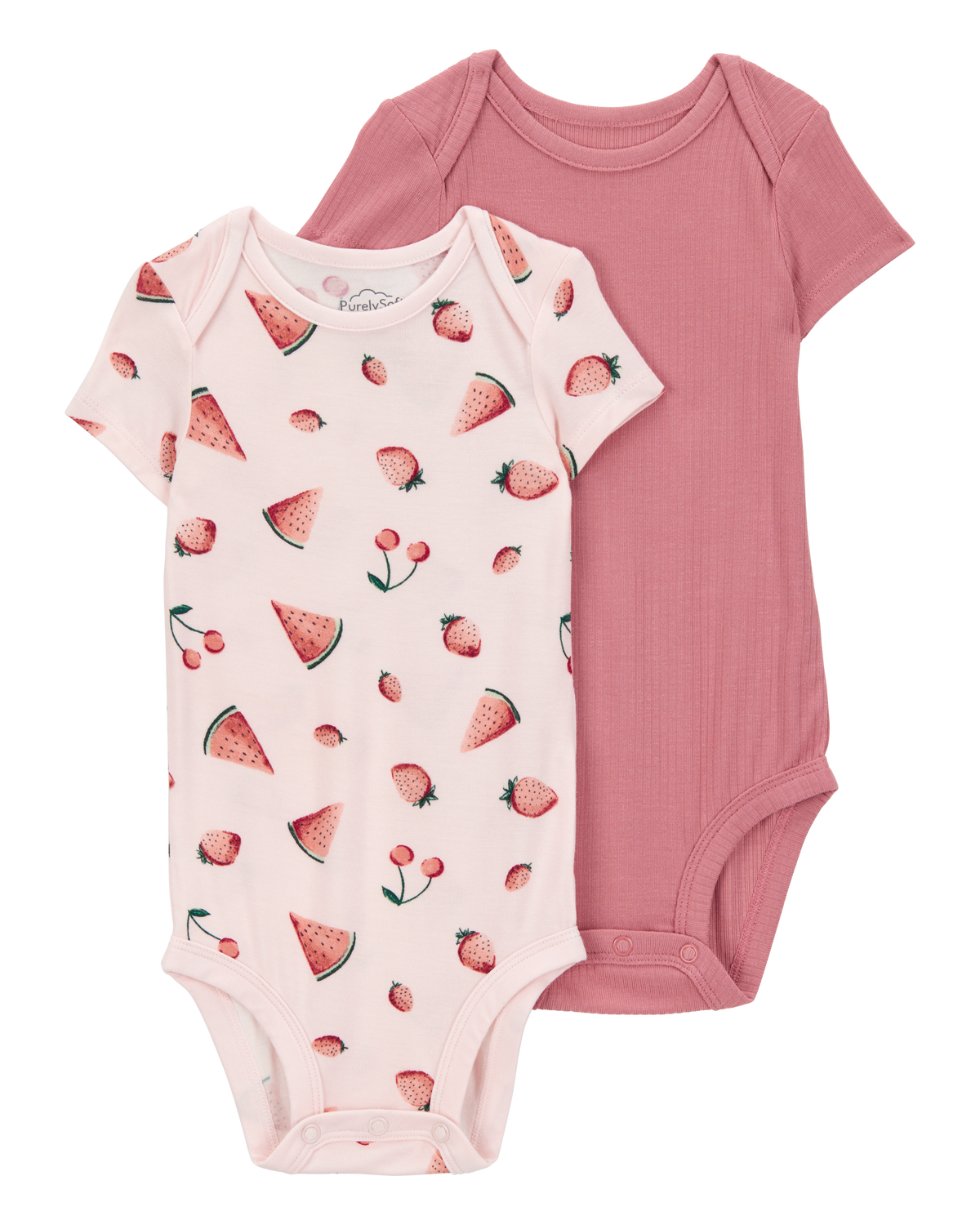 Baby 2-Pack Short-Sleeve PurelySoft Bodysuits - Pink Baby 2-Pack Short-Sleeve PurelySoft Bodysuits - Pink