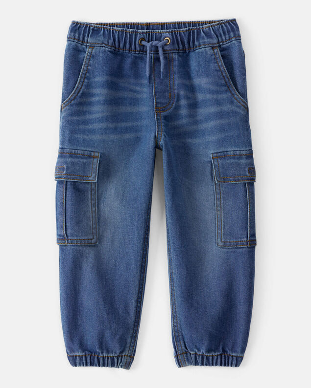 Product image 1 of Toddler Boy Denim Cargo Joggers - Blue