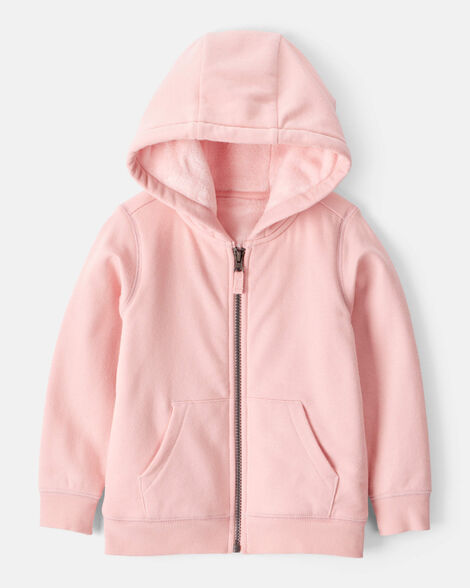toddler girl daydream fleece long-sleeve hooded zip-up jacket - pink