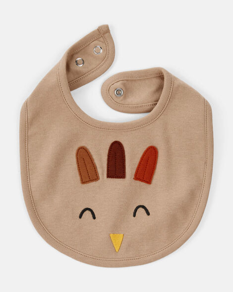 Product image 2 of Baby Thanksgiving Turkey Cotton Bib - Brown