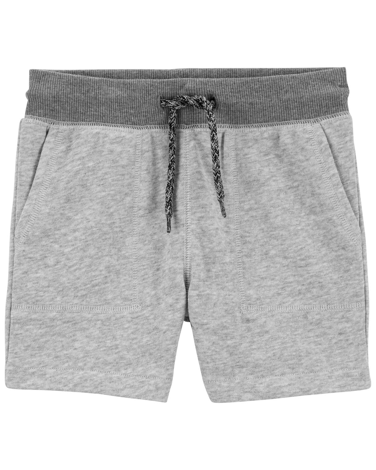 Grey Toddler Ribbed Knit Drawstring Shorts