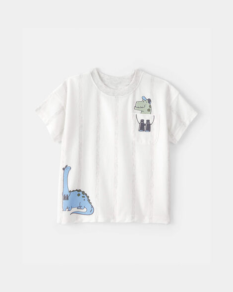 toddler boy dinosaur graphic tee - white